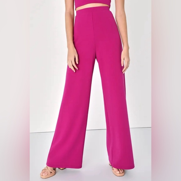 Lulus Perfect Together Magenta Halter Wide-Leg Two-Piece Jumpsuit - Picture 4 of 12